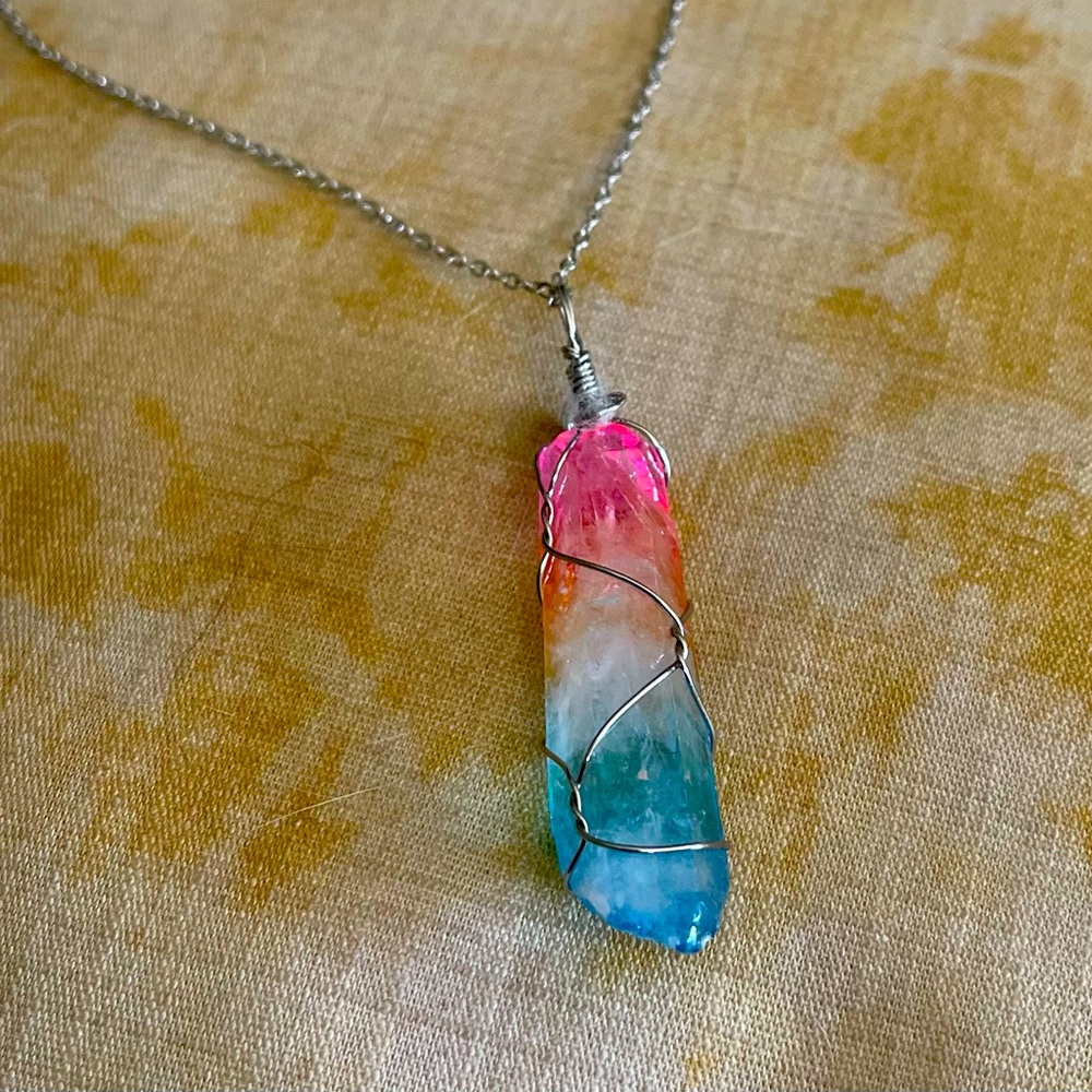 Healing Crystal Silver Necklace